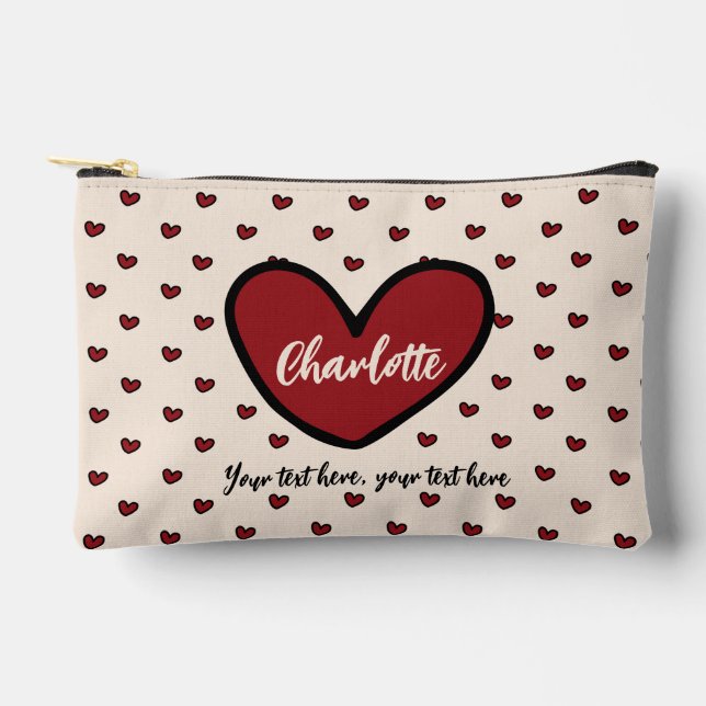 Stylist Niedlich Sweet Red Heart Muster Geschenke Zubehörtasche (Vorderseite)