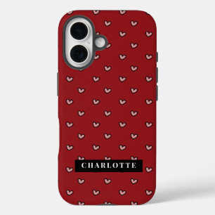 Stylist Niedlich Sweet Red Heart Muster Monogramm iPhone 16 Hülle