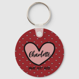 Stylist Niedlich Sweet Red Heart Pattern Monogramm Schlüsselanhänger