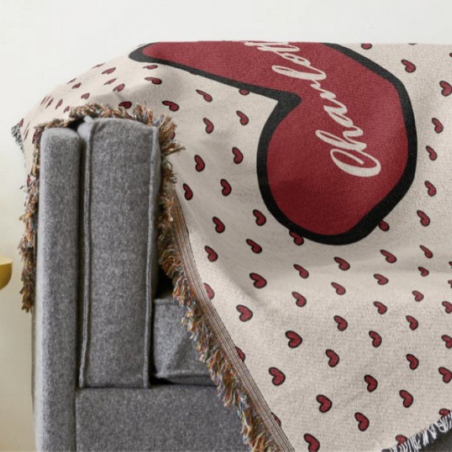 Stylist Niedliches Herzmuster Monogramm Personalis Decke (Von Creator hochgeladen)