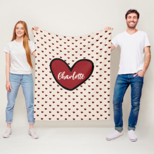 Stylist Niedliches Herzmuster Monogramm Personalis Fleecedecke