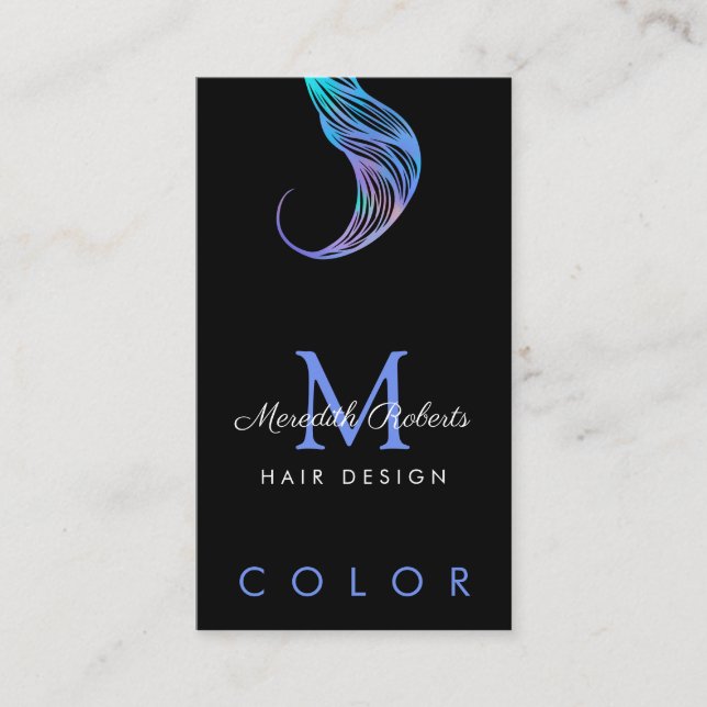 Stylist Opal Blue QR-Code Monogramm Visitenkarte (Vorderseite)