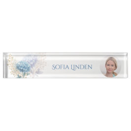 Stylist Powder Blue Hydrangea Wasserfarbe Namensplakette