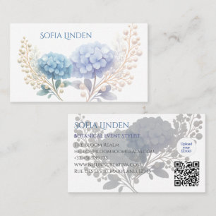 Stylist Powder Blue Hydrangea Wasserfarbe Visitenkarte