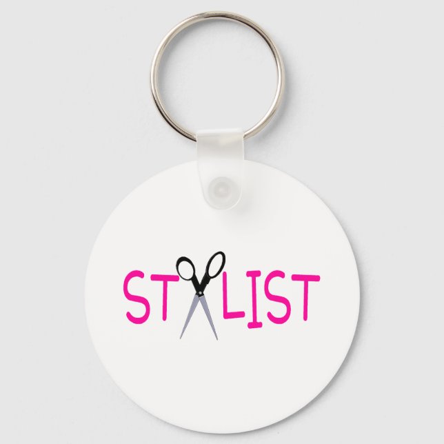 Stylist Rosa mit Schere Schlüsselanhänger (Vorderseite)