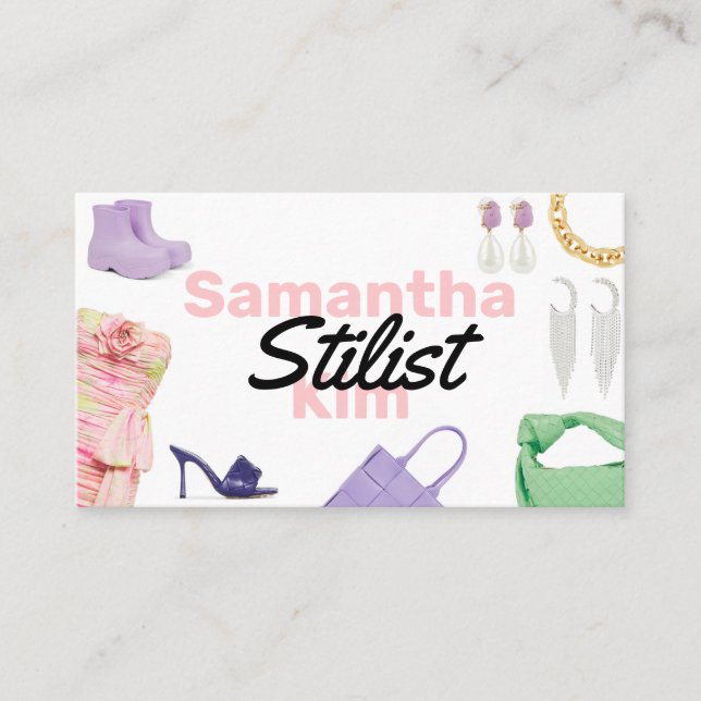 Stylist Script Chic Visitenkarte Moderne (Vorderseite)