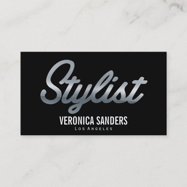 Stylist | Silver Script Visitenkarte (Vorderseite)