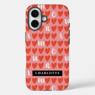 Stylist Sweet Heart Pattern Monogram iPhone Case