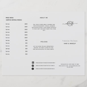 Styliste Gris Moderne Salon Tarifs Menu Service