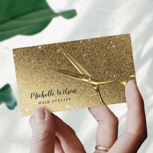 Stylistin Goldene Schere Moderner Goldener Glitzer Visitenkarte