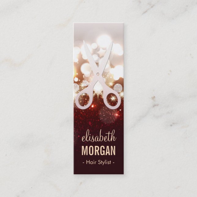 Stylistisch modische Goldsparkle-Schere Mini Visitenkarte (Vorderseite)