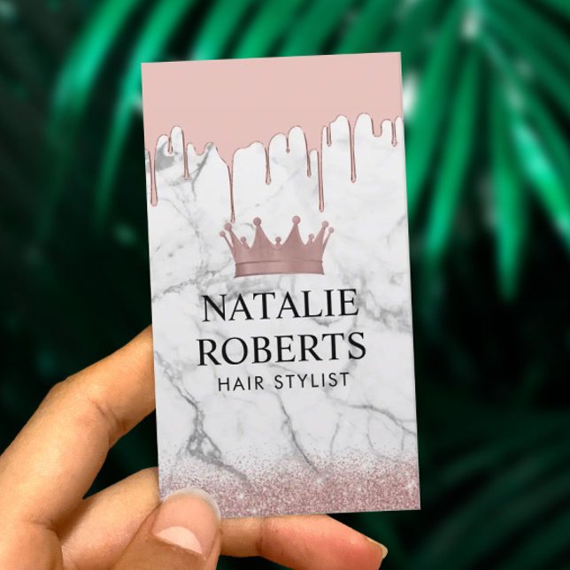 Stylistische Rose Gold Crown Marble Tropfen & Marm Terminkarte (Von Creator hochgeladen)