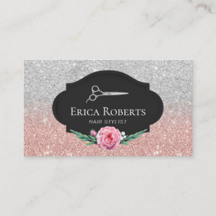 Stylistische Rose Gold & Silver Glitzer Haarlatte Visitenkarte
