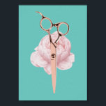 Stylistische Rose Goldschere & Blume Aquamariner S Poster<br><div class="desc">Hair Stylist Rose Gold Scissor & Blume Aquamarin Salon Barber Poster.</div>