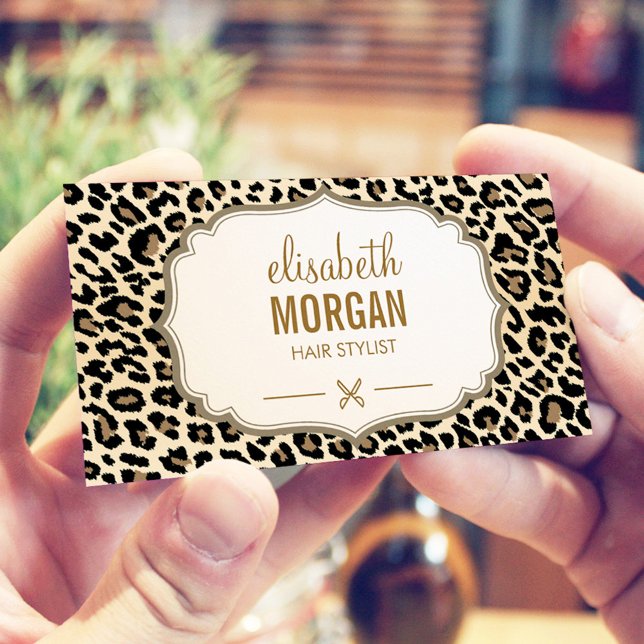Stylistische Schere Hair Elegante Cream Leopard Pr Visitenkarte (Von Creator hochgeladen)