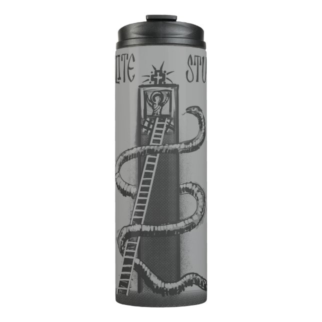 StyliteStudio Schwarz-Weiß-Logo Thermosbecher (Vorderseite)