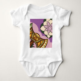 Stylized Axe and Flower Design Baby Strampler