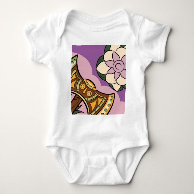 Stylized Axe and Flower Design Baby Strampler (Vorderseite)