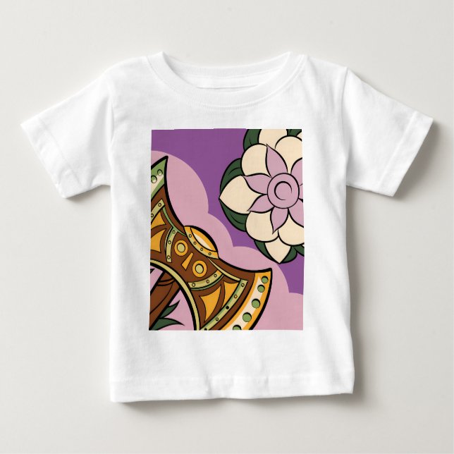 Stylized Axe and Flower Design Baby T-shirt (Vorderseite)