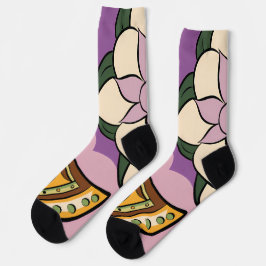 Stylized Axe and Flower Design Socken