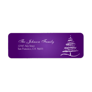 Stylized Baum-Feiertags-Adressen-Etiketten (lila)