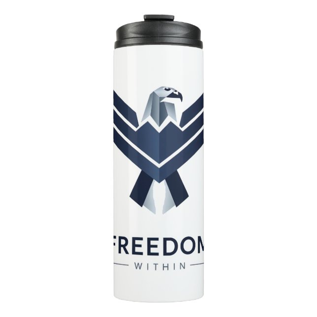 Stylized Blue Eagle "Freedom Within" Thermosbecher (Vorderseite)