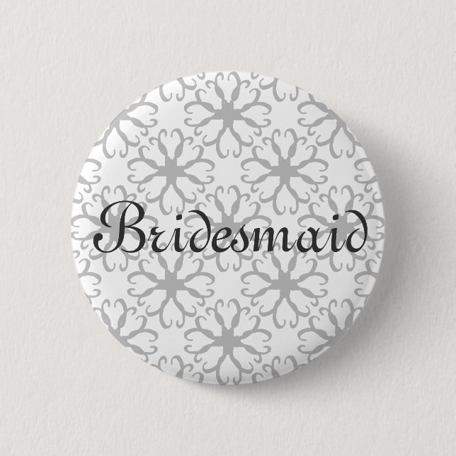 Stylized Blumen-Brautjungfern-Knopf Button (Vorderseite)