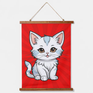 Stylized Cat Cartoon Clipart-52316 Wandteppich Mit Holzrahmen