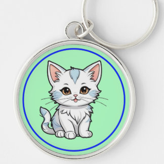 Stylized Cat Cartoon Line Art Design-52316 Schlüsselanhänger