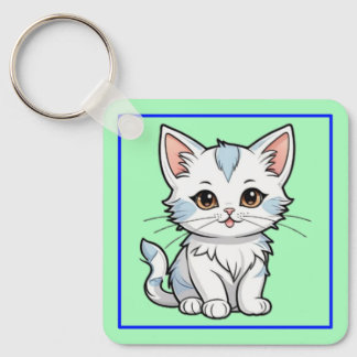 Stylized Cat Cartoon Line Art Design-52316 Schlüsselanhänger