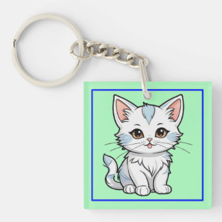 Stylized Cat Cartoon Line Art Design-52316 Schlüsselanhänger