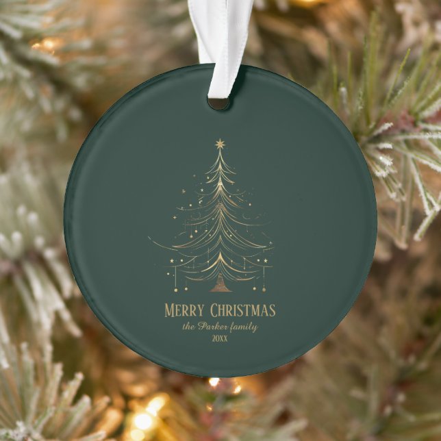 Stylized Christmas Tree in Gold on Dark Background (Arbre)