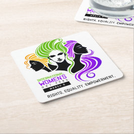 Stylized Colorful Trio of Women IWD 2025 Rechteckiger Pappuntersetzer