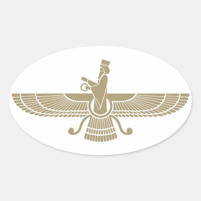 Stylized Faravahar Ovaler Aufkleber (Vorderseite)