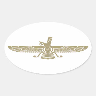 Stylized Faravahar Ovaler Aufkleber