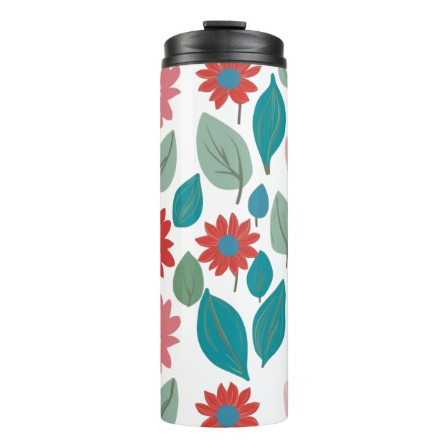 Stylized Floral Garden Pattern Thermosbecher (Vorderseite)