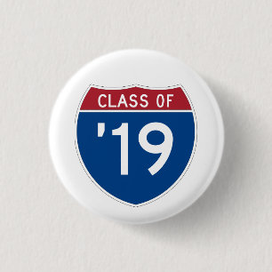 Stylized Interstate sign Class of 2019 Button