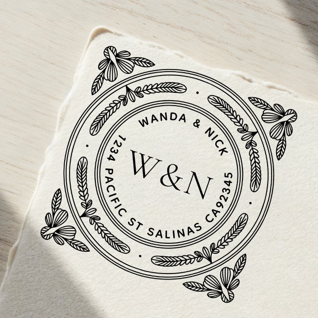 Stylized Leaf Return Address Self-Inking Stamp Permastempel (Von Creator hochgeladen)