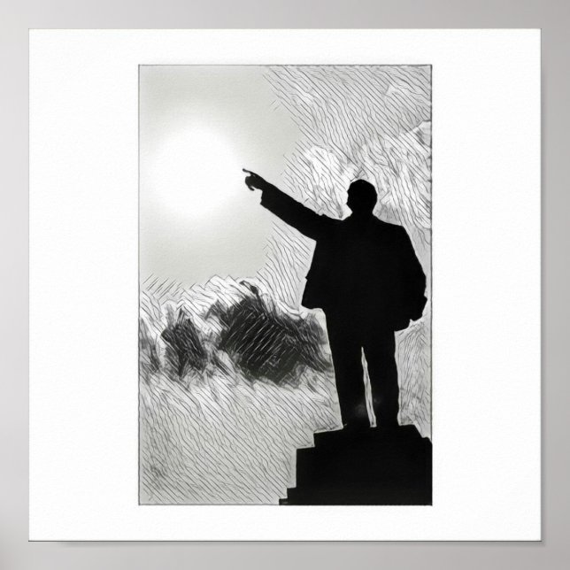 Stylized Lenin Pointing the Way Poster (Vorne)