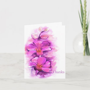 Stylized lila rosa Hochzeit der Orchidee danken Dankeskarte