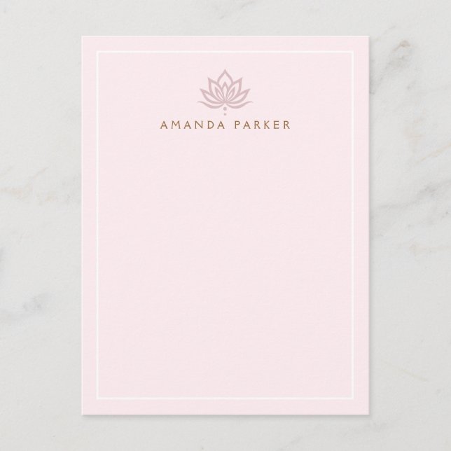 Stylized lotus flower pink yoga healing notecard postkarte (Vorderseite)