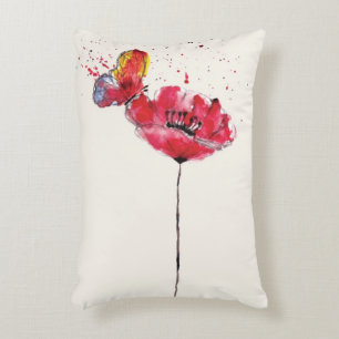 Stylized malte Watercolormohnblumen-Blume Zierkissen