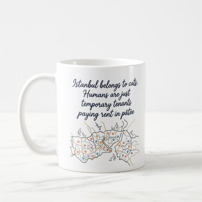 Stylized Map & Humorous Quote about Istanbul Cats Kaffeetasse (Links)
