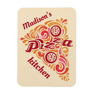 Stylized Pizza-Name-Küchenmagnet Magnet