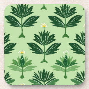 Stylized Plant Pattern – Harmony in Green Getränkeuntersetzer