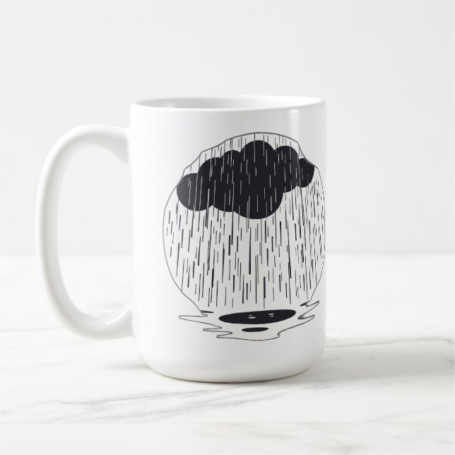Stylized Rain Cloud with Falling Rain and Puddle Kaffeetasse (Links)