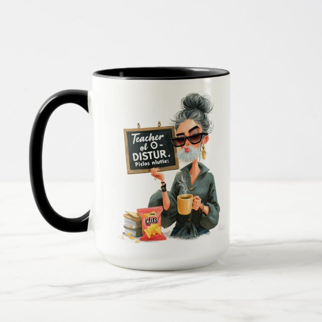  Stylized Retro Illustration of a Man with Chips  Tasse (Links)