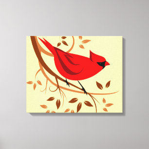 Stylized rote Kardinals-Kunst Leinwanddruck