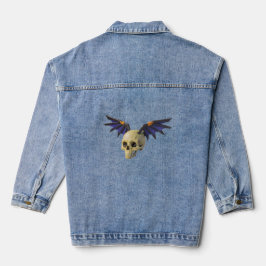 Stylized Skull with Angular Colorful Wings Jeansjacke