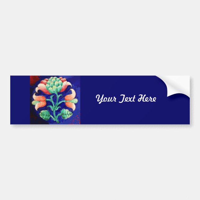 STYLIZIERTE BLUME / ROTES PINK GREEN BLUE FLORAL AUTOAUFKLEBER (Vorne)